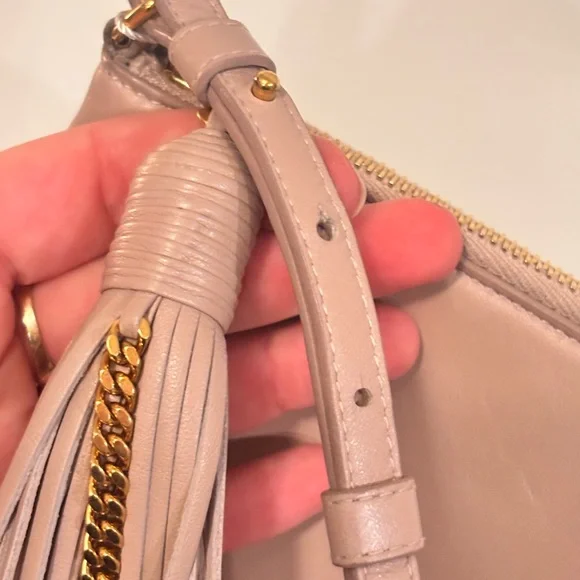 Saint Laurent YSL “Teen” Monogram Tassle Blush Leather Small Crossbody Bag - Picture 9 of 14